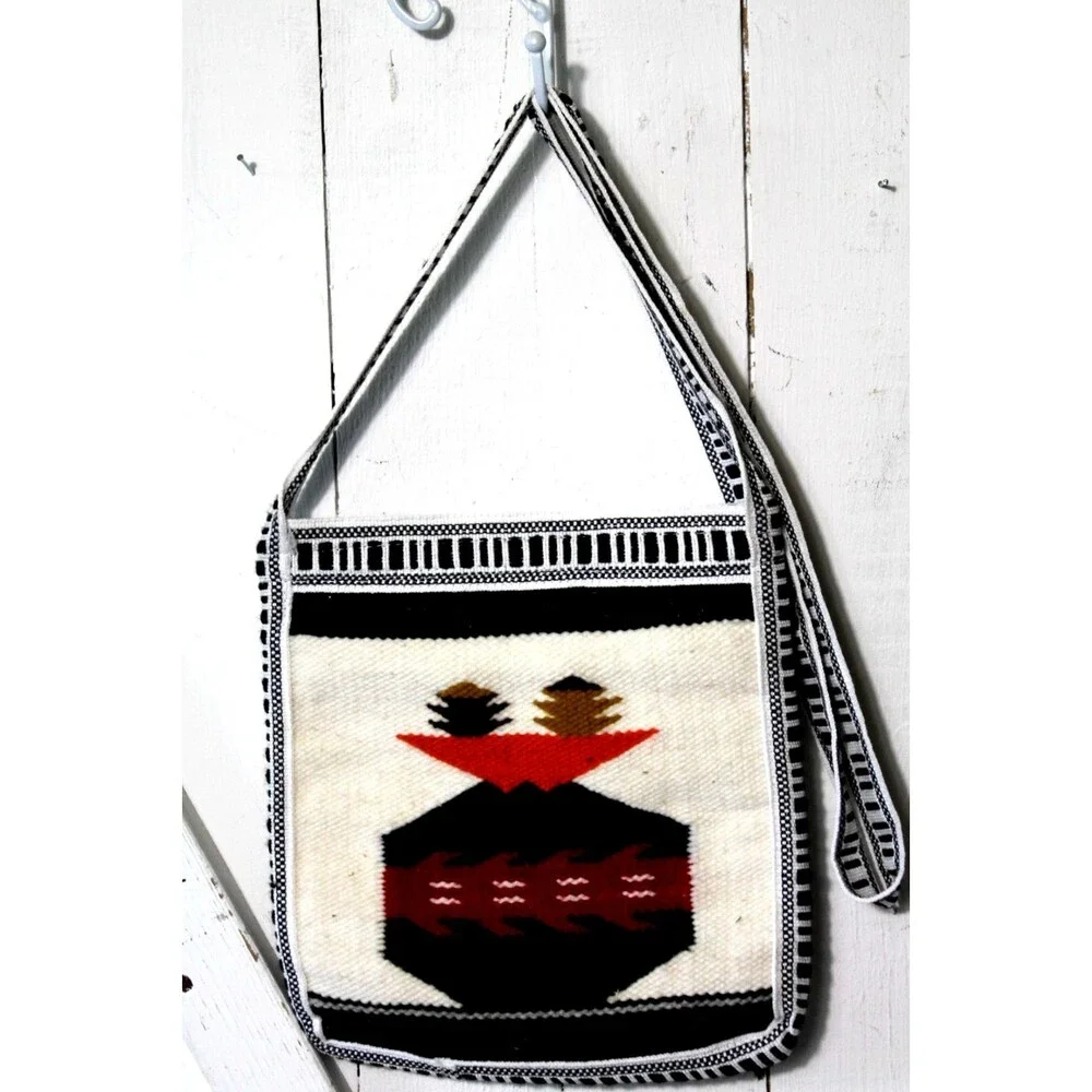 Ecuador Woven Andean Folk Art Tapestry Crossbody “Shigra Bag” Purse/Handbag 9”